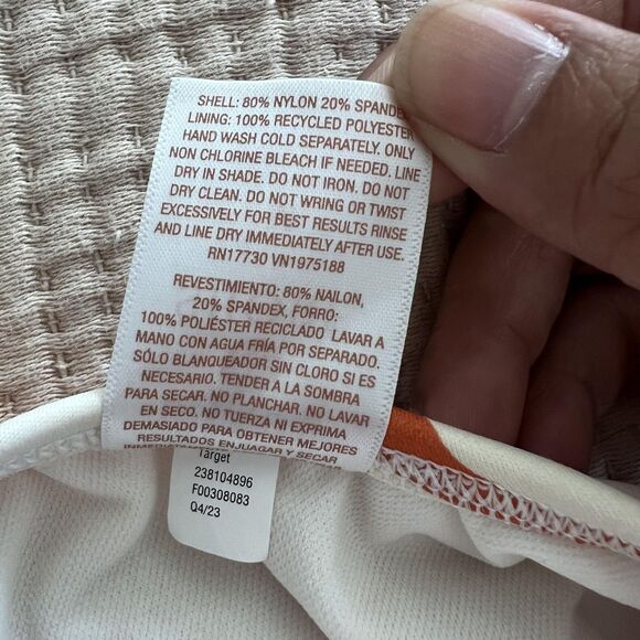 Shade & Shore Swimsuit Womens Medium Rust White Palm Leaf One Piece Strappy Back - Picture 7 of 7